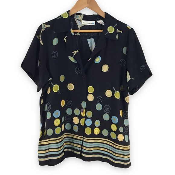 Weekend ClothesLine short sleeve martini olive print button down shirt size L - Picture 1 of 8